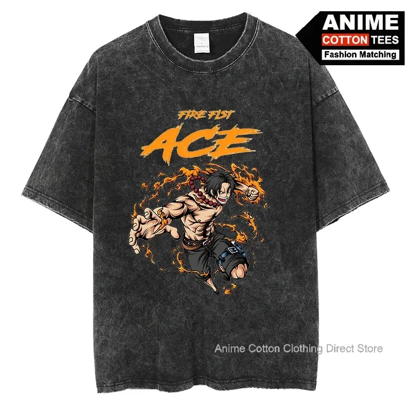 Portgas·D· Ace T Shirt Anime ONE PIECE Graphic Print T-shirt Y2k Harajuku Fashion Unisex Streetwear Tops Cotton Vintage  Tees