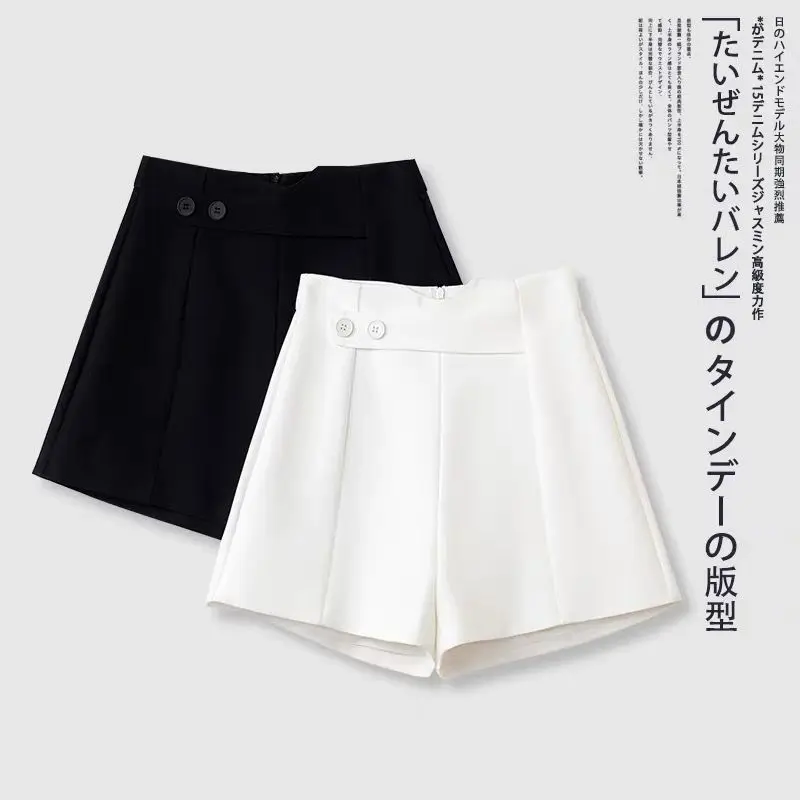 

2024 Summer Women's Suit Shorts Casual Loose Wide Leg Shorts Pockets Office Solid Mini Short Pants Oversize Shorts Women Q151