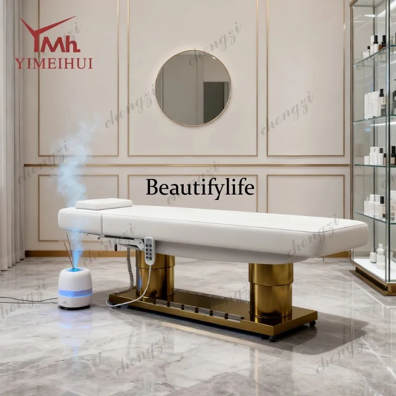 TTT Luxcuy Cosmetic 4 motors Massage Treatment Tables Facial Spa Recliner Electric Curved Lash Beauty Bed 3