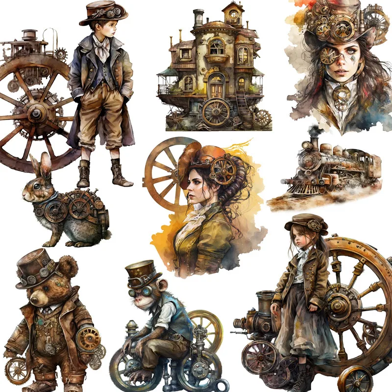 20Pcs/Pack Vintage Steampunk Sticker DIY Craft Scrapbooking Album Junk Journal Decorative Stickers