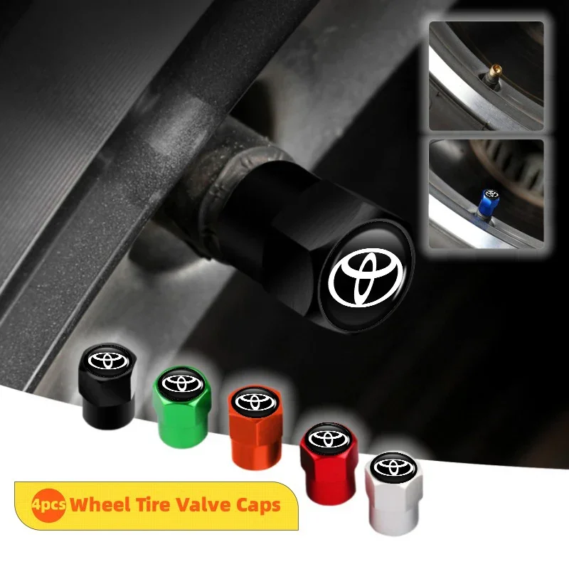 4pcs Car Styling Aluminum Alloy Wheel Tire Valve Stem Air Cap For Toyota Corolla Avalon Supra Yaris Prado Prius Rav4 Camry