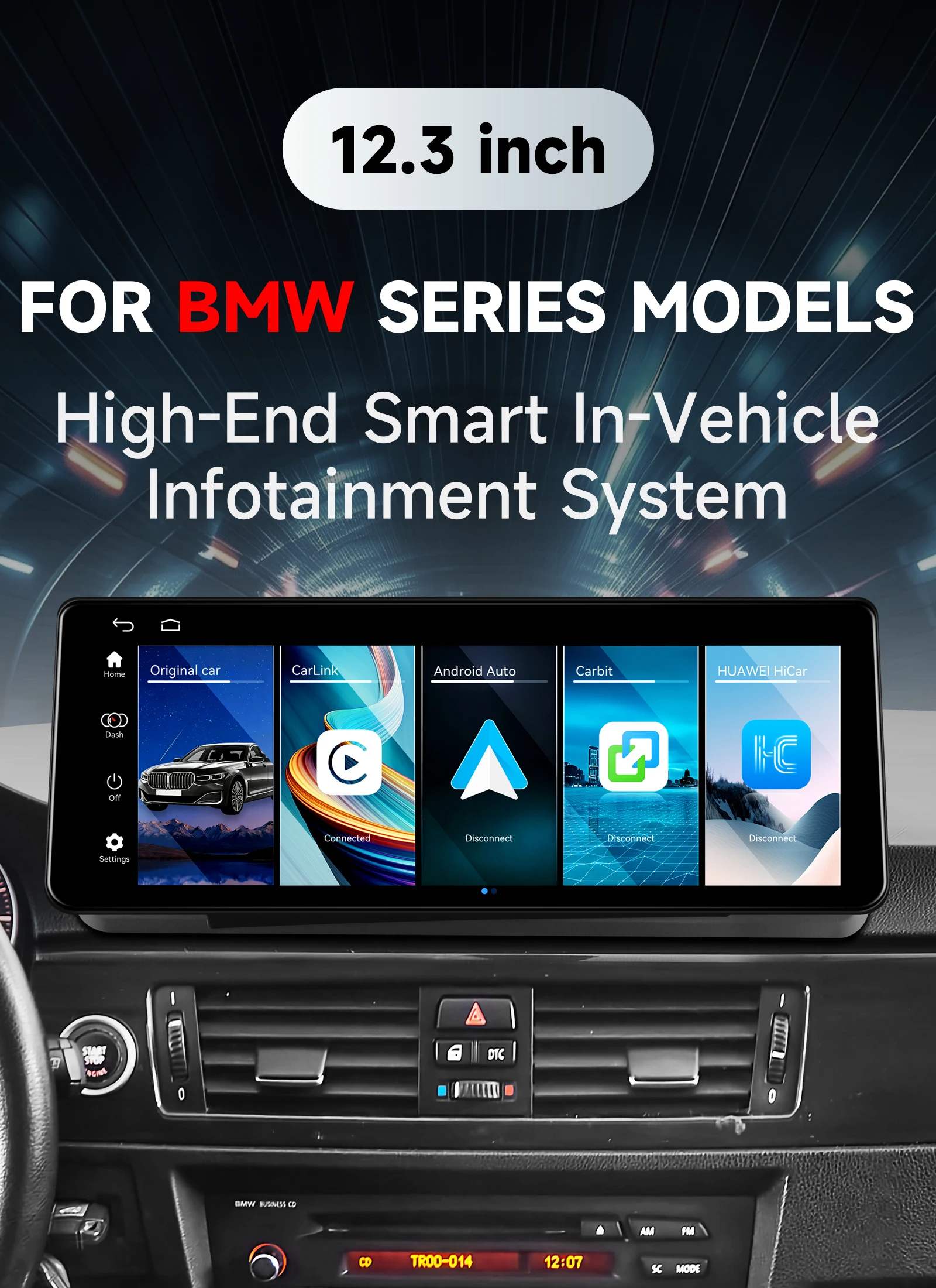 Auto-Multimedia-Player mit GPS für BMW 3er-Serie E90 E91 E92 2005-2012 Autoradio Stereo Kabelloses CarPlay Android Auto 1920*720 Bildschirm 4G ROM