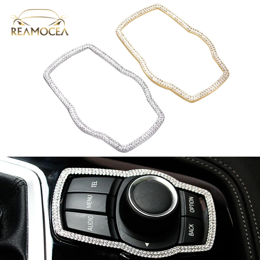 Reamocea Diamond Car Interior Multimedia Buttons Cover Molding Trim Decoation For BMW X3 X4 5 Series 6 Series GT 7 Series X6 E81