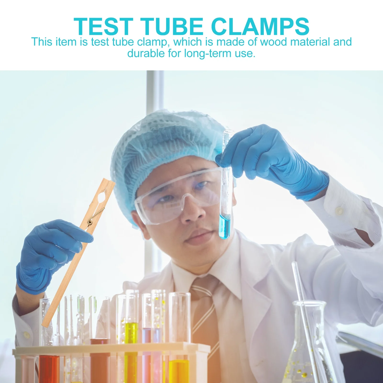 12Pcs Test Tube Clips Wooden Durable Laboratory Fixing Clamps Experiment Tubes Safety Long Handle Test Tube Clamps