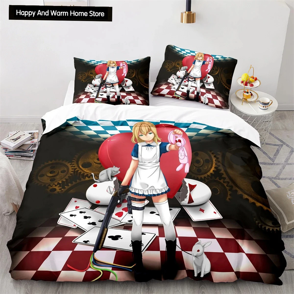 

3D Printed Anime Gacha Life Duvet Cover Set with Pillow Covers Polyester Teens Boys Bedding Set Full Queen King Size Bed Linen