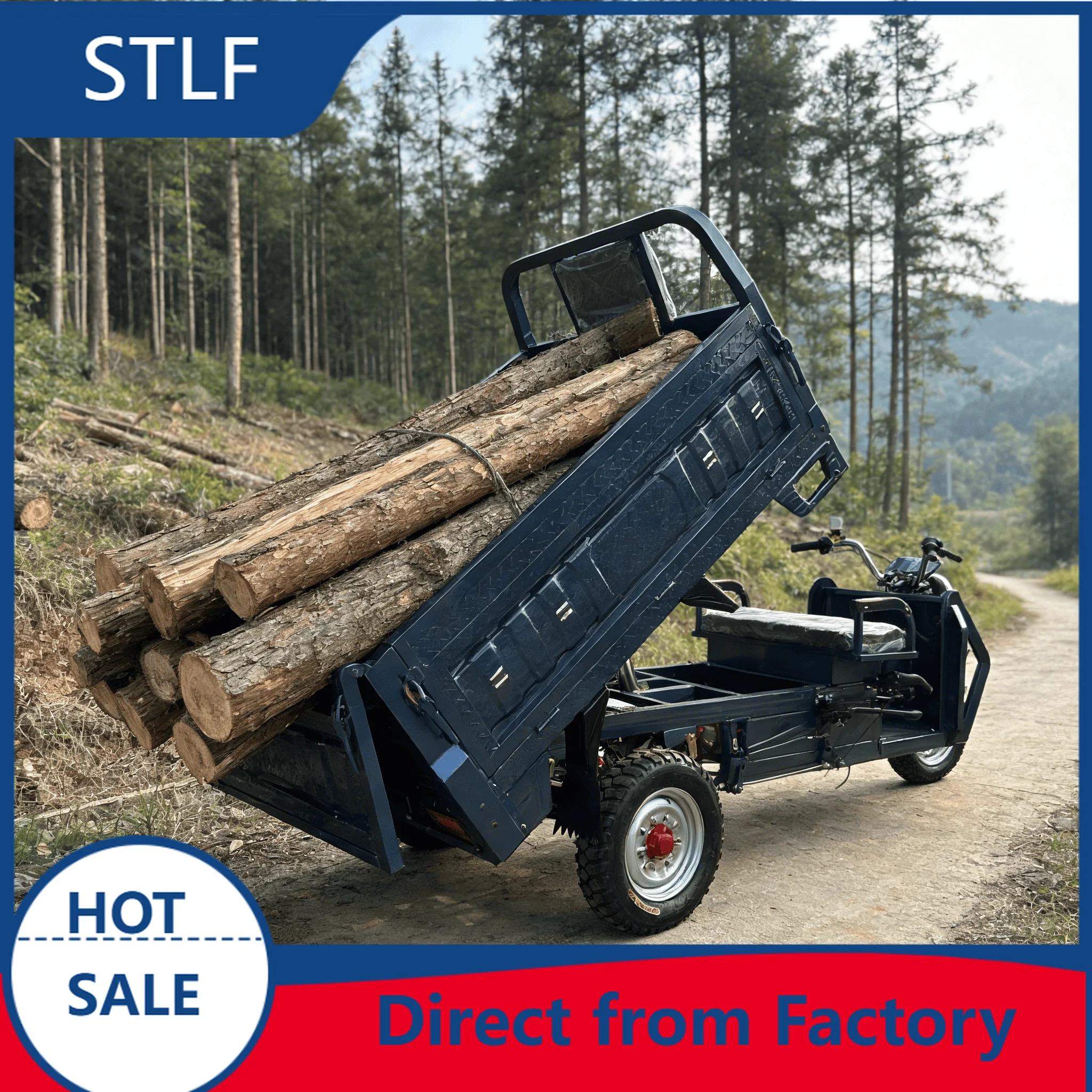 Self-loading Electric Three-wheeler, Heavy-duty Climbing and Loading Dump Truck