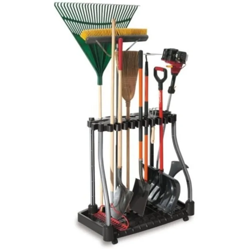 Garage Tool Tower Rack, Easy to Assemble, Wheeled, Organizes up to 40 Long-Handled Tools/Rakes/ Brooms/Shovles in Home/House