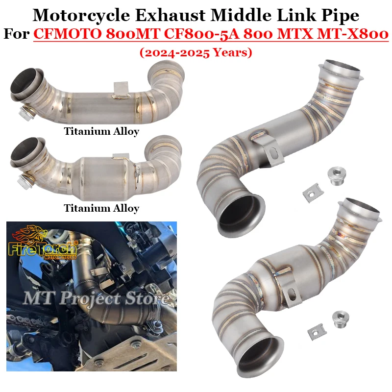 

Slip On For CFMOTO 800MT CF 800-5A 800 MT MT-X800 800 MTX 2024 2025 Motorcycle Exhaust System Escape Muffler Middle Link Pipe