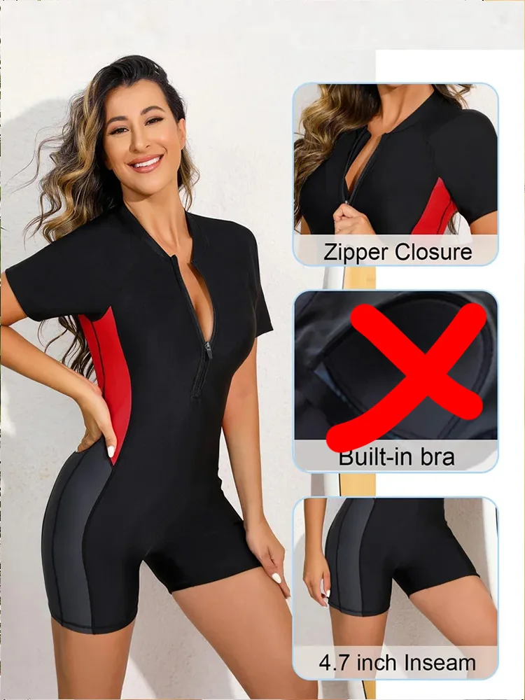 Traje de baño de manga larga para mujer, traje de baño de una pieza, camisas de surf, Rashguard UPF 50 +