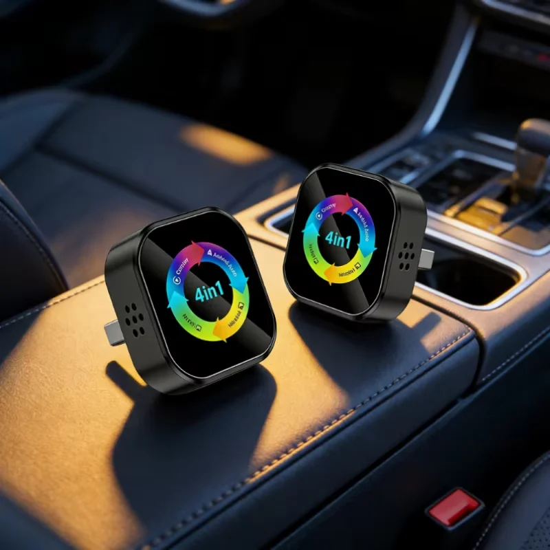 Easy Handling 4IN1 Wireless CarPlay Adapter 2026 New Apple Android Mirror Link Auto Link Car Entertainment Fitting