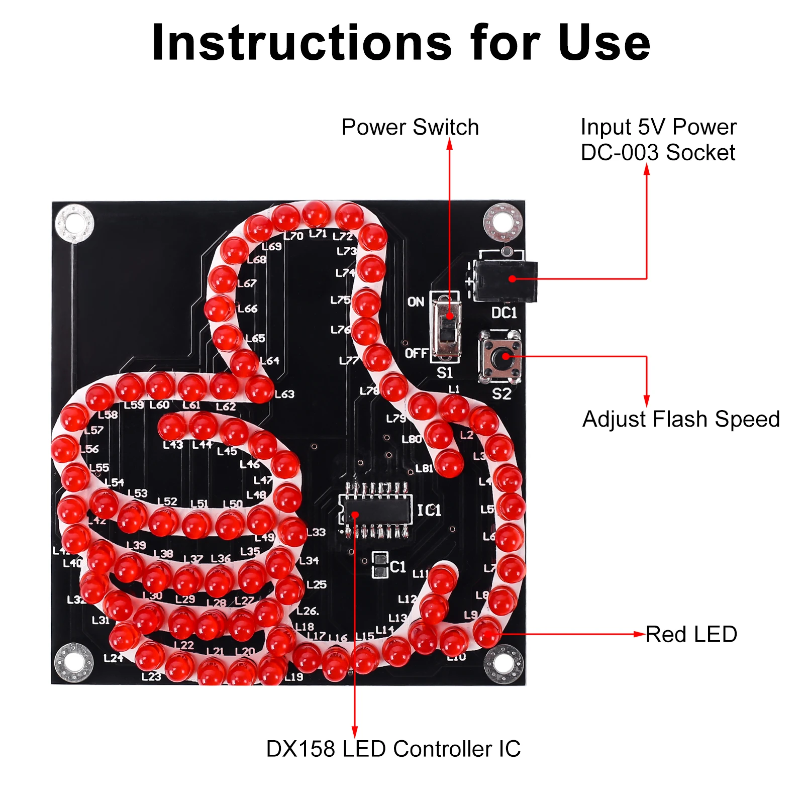 DIY Soldering Kit Thumb Sign LED Flashing Loop Flowing Light Microcontroller Electronic Project Practice for STEM School Student