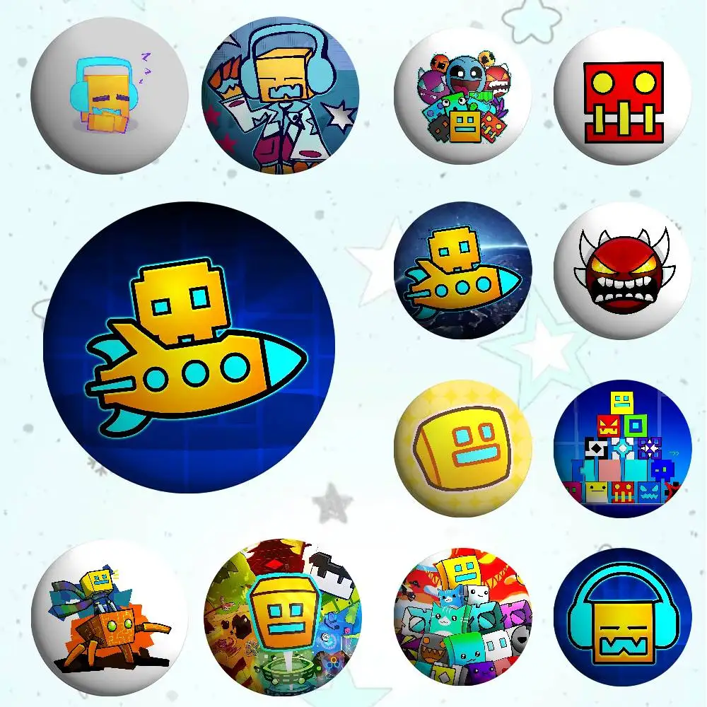 Game G-Geometry D-Dash-s Round Exquisite Badge Brooches Creative Pins For Clothes Hat Backpack Gift