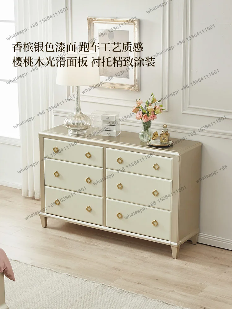 

American light luxury side cabinet solid wood dining side modern bedroom chest of drawers