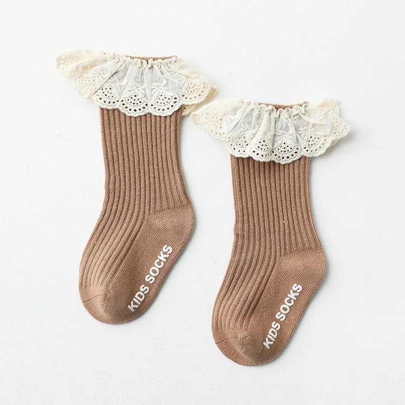 Baby Socks Girls Newborn Infant Kid Knee High Lace Socks Toddler Baby Girl Anti Slip Cotton Winter Infant Long Sock For 0-3 Year