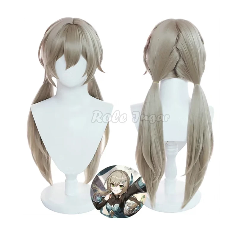 Qingque Cosplay Wig Honkai: Star Rail Light Linen 65cm Cosplay Anime Wigs Synthetic Hair Heat Resistant Halloween Wigs + Wig Cap