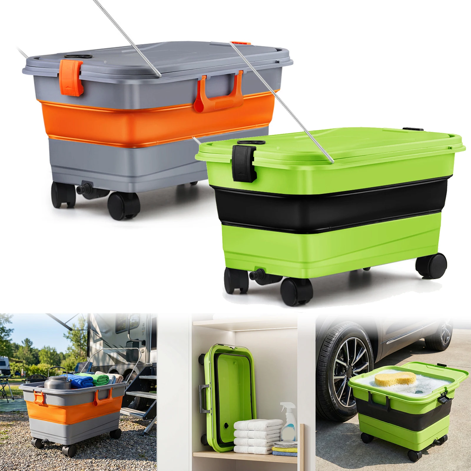 

22-литровое складное ведро для дома на колесах, большой емкости, для уборки дома и кемпинга