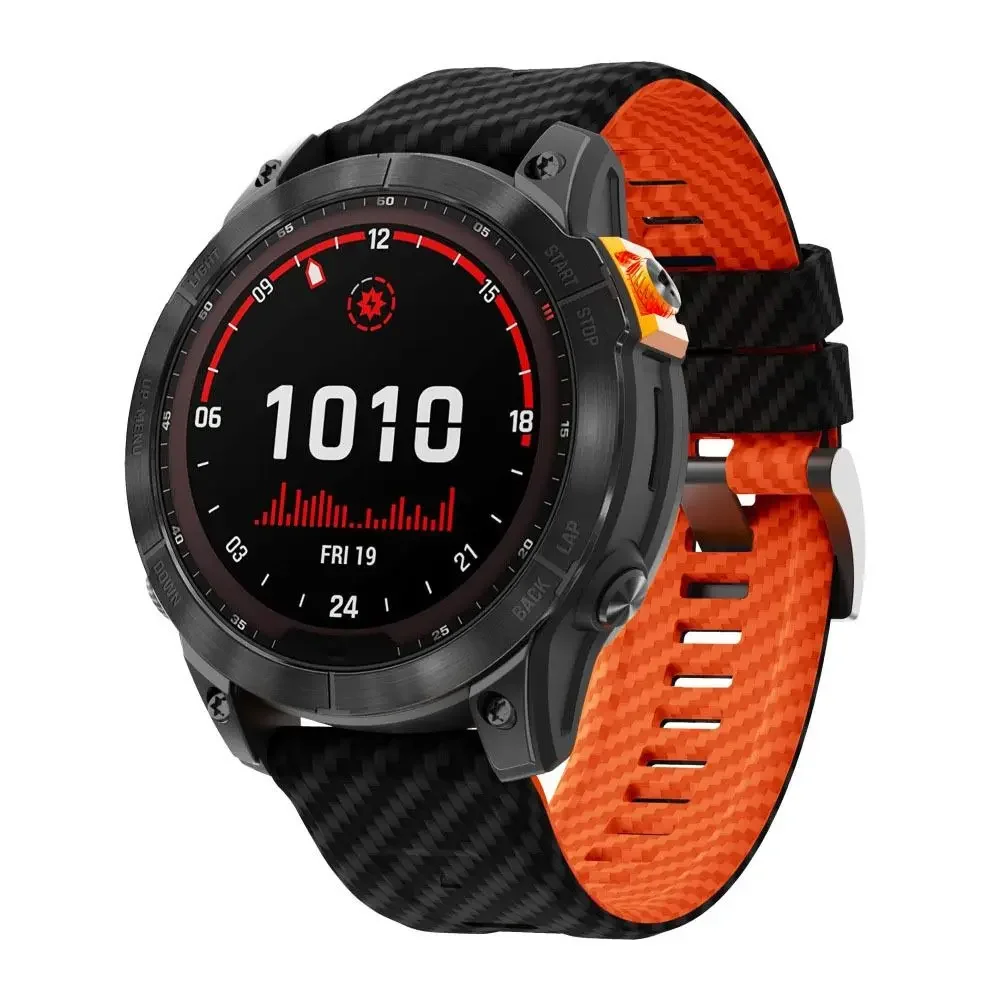 Silicone Watch Band Carbon Fiber Fashion Silicone Loop Strap Quick Release Adjustable For Garmin Fenix 7X 7 Pro 6X 6 5 5X