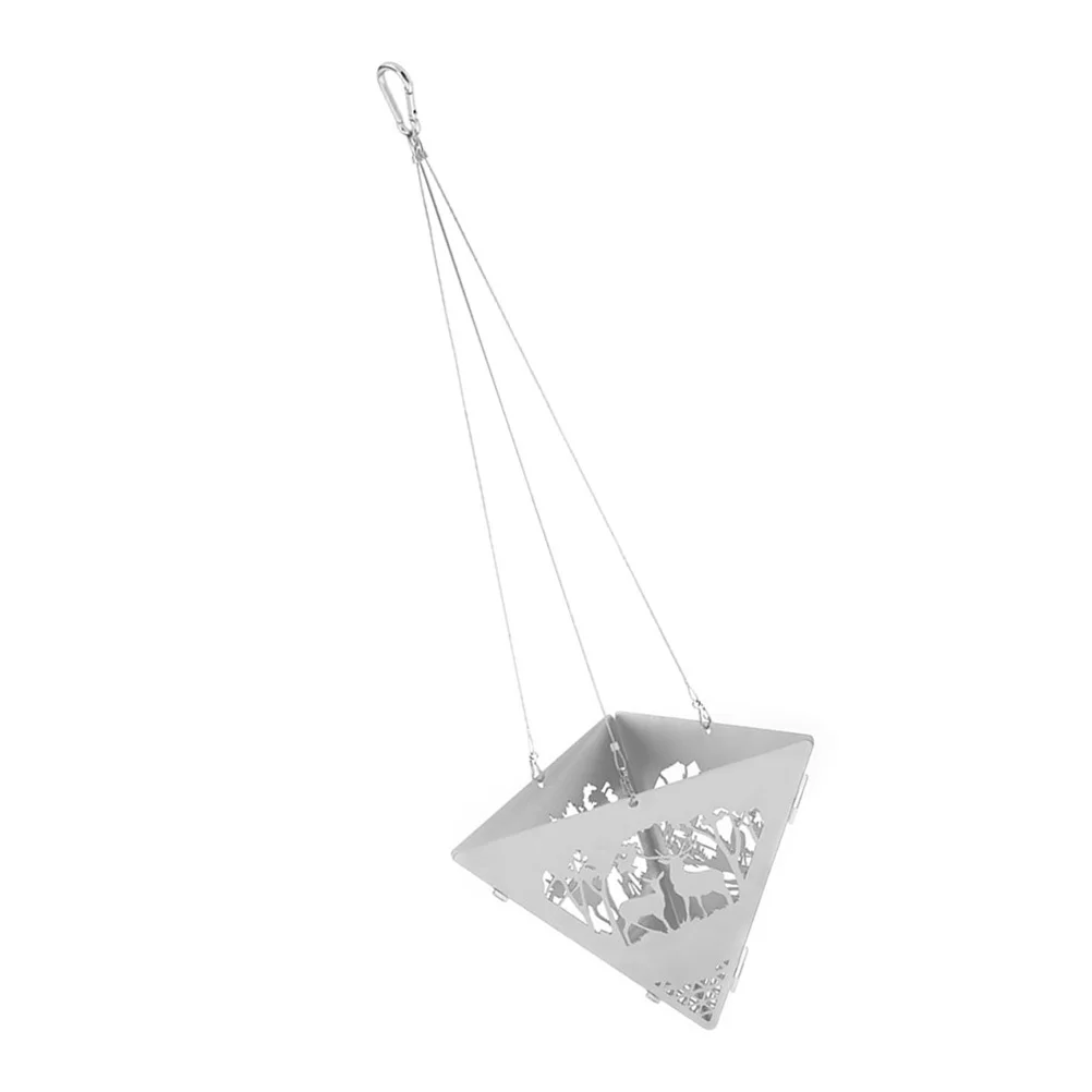 

1Set Metal Triangle Hanging Stoves Hollow Out Design Lightweight Storage Suitable Garden Outdoor Lighting Hanging Bonfire Stove