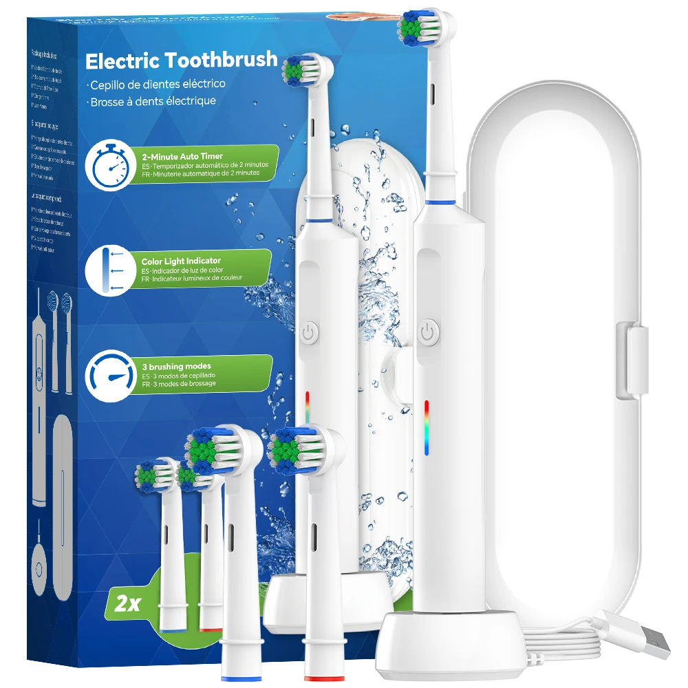 

Smart Wireless Charging Rotating Electric Toothbrush, 3 Modes Rechargeable Rotary Toothbrush Compatible with Oral B Brush Heads