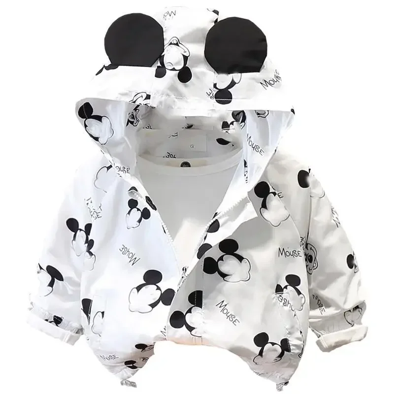 Disney Mickey mouse Windbreaker coat Children\'s Mickey Mouse Sweatshirt Jacket Hooded Print Fall Winter Sweatshirt Jacket