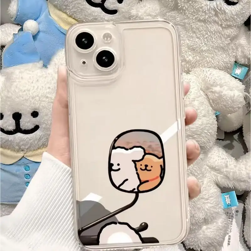 Couple Puppy Case for iPhone 16 casing 14 13 12 11 15 Pro Max Xs XR 8 7 Plus Shockproof Screen Protector cover