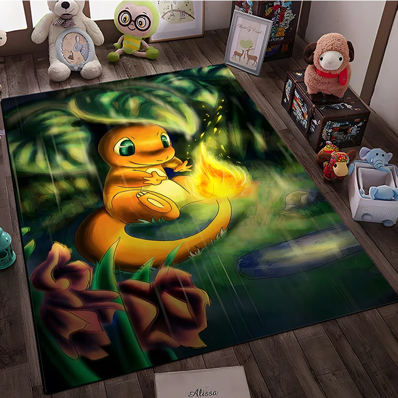 Japanese Anime Pokemon Large Carpet Living Room Home Decor Sofa Table Rug Anti Slip Chair Lounge Floor Mat Carpet for Bedroom