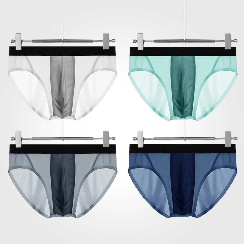 1 قطعة الرجال الصيف الحرير الجليد رقيقة تنفس مثلث السراويل الجرافين المضادة للبكتيريا الداخلية المنشعب U محدب مثير الجليد السراويل #1