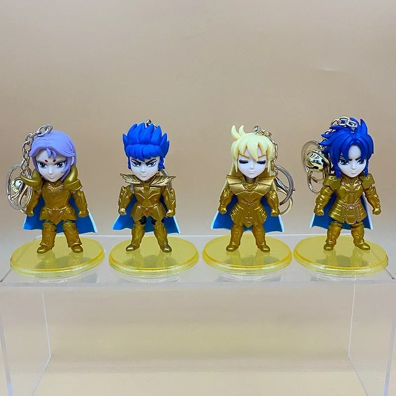 12 sztuk złoty Saint Seiya wykwintne dwanaście konstelacji Gacha10cm Mini brelok do torby wisiorek lalka model figurki zabawka kreatywny prezent