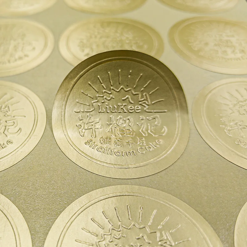 Customized Matt Gold Or Matt Silver Label Embossing Personalized Sticker Printing Service for Business Products