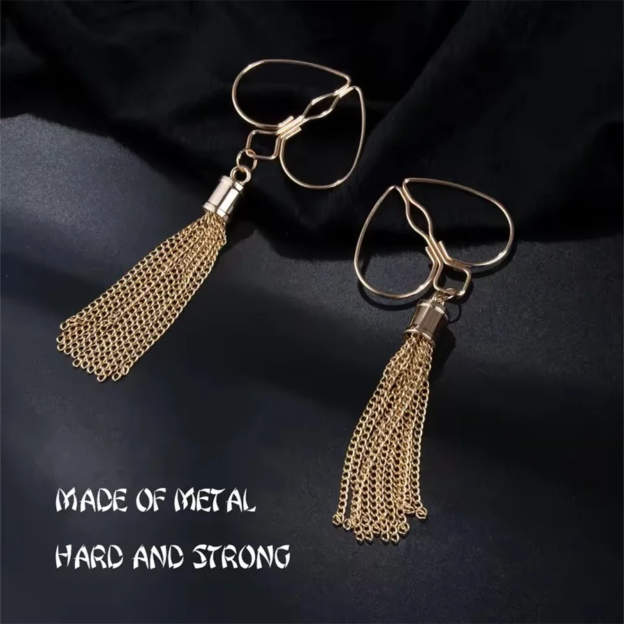 المعادن الحلمة كليب الذهبي القلب الخوخ على شكل قلادة عصابة شرابات الحلمة المشابك غير ثقب مجوهرات للجسم الإناث اللعوب الجنس لعب #3