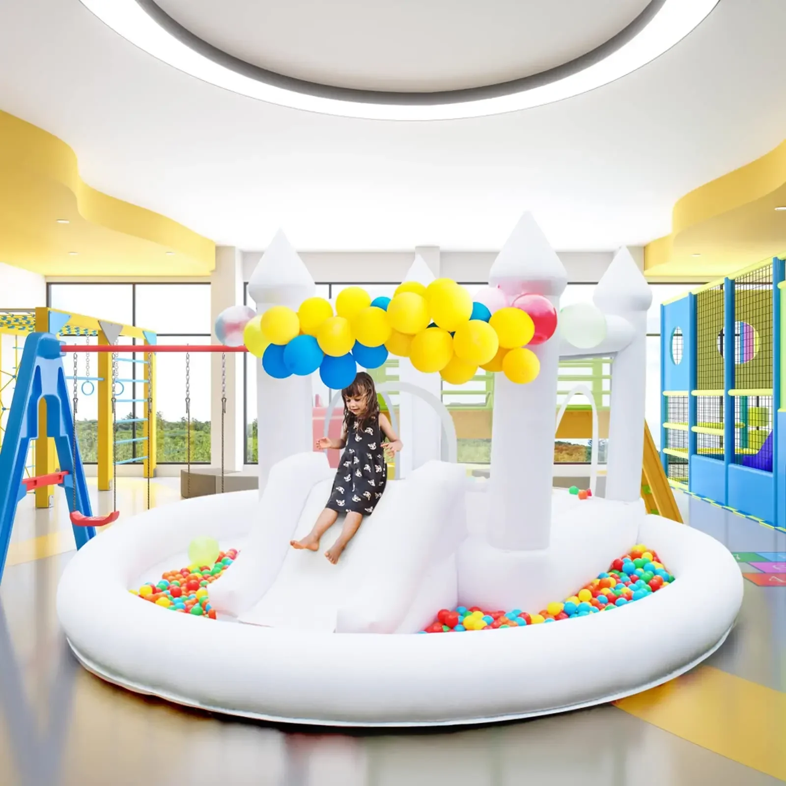 Dia 4M Children Inflatable Castle Trampoline Party Event Wedding Birthday Gift Children Playground Toy with Slide and Ball Pit