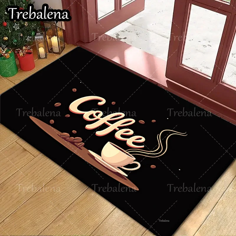 

1pc Welcome Door Mat Coffee Cup Design Welcome Mat for Home Entrance Decor