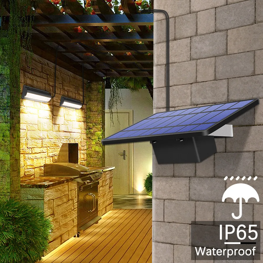 

NEW Double Head Solar Pendant Light Wall LampOutdoor Indoor Waterproof Solar Lamp Pull Switch Lighting Garden Flood Light