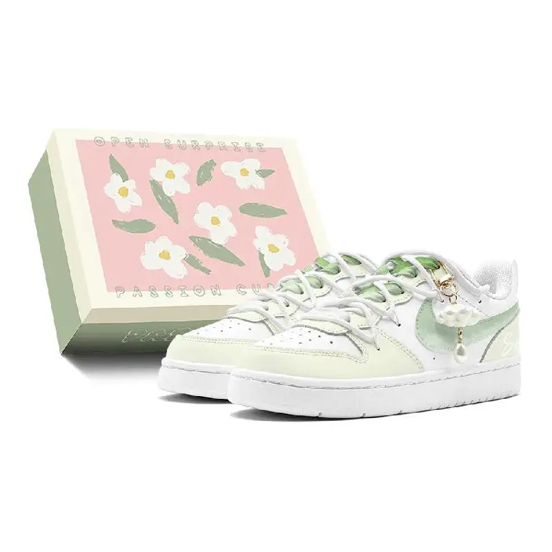 

[На заказ Midsummer Little White Cloud S-BOX]Nike Court Borough Springtime Green Season Treasure Girl Green Mood Low-Top Skateb