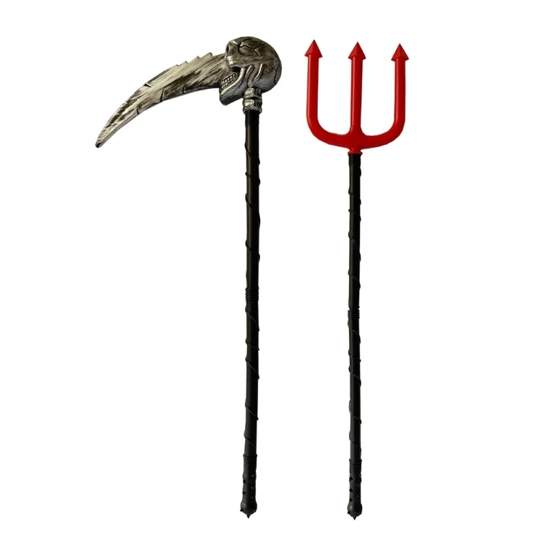 Halloween Sickles Dismountable Death Tridents Demons Head Sickles Grim Reapers Accessories for Carnivals DXAA