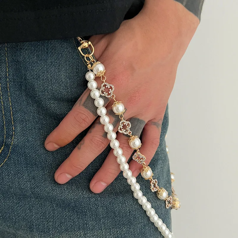 New Model Pearl Pants Chain Fashionable Men And Women One's Waist Luxury Accessories Minimalism Key Chain Hip Hop Jewelry