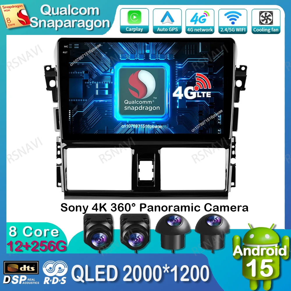 

Android 15 Car Radio For TOYOTA VIOS YARIS 2013 - 2016 QLED Qualcomm Viedo Player Stereo DVD 4G LTE Head Unit Autoradio BT GPS