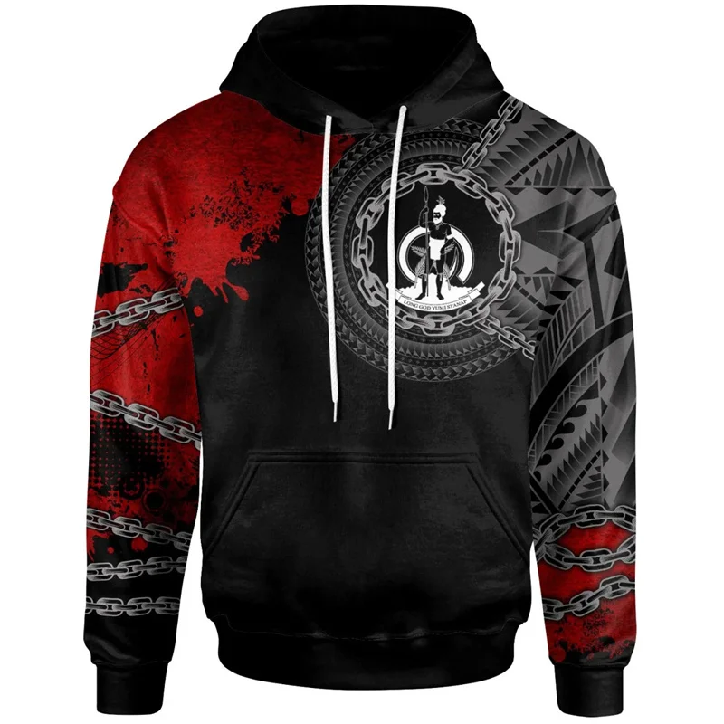 

3D Epi Seal Of Vanuatu Polynesian Patterns Print Hoodies For Men Vanuatu Coat Of Arms Graphic Hooded Hoody Top Clothes Pullovers