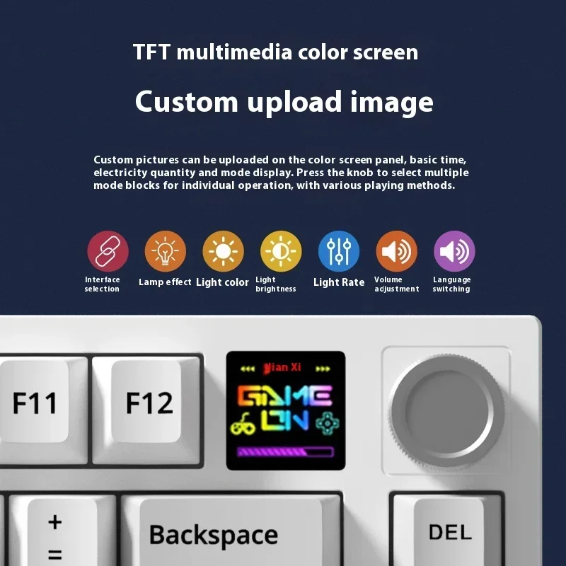 Imagem -03 - Kit de Teclado Mecânico 2.4g sem Fio 3-mode Keydous Tft Creen Rgb Custom Kit Acessórios para Computadores Desktop Weikav-f75