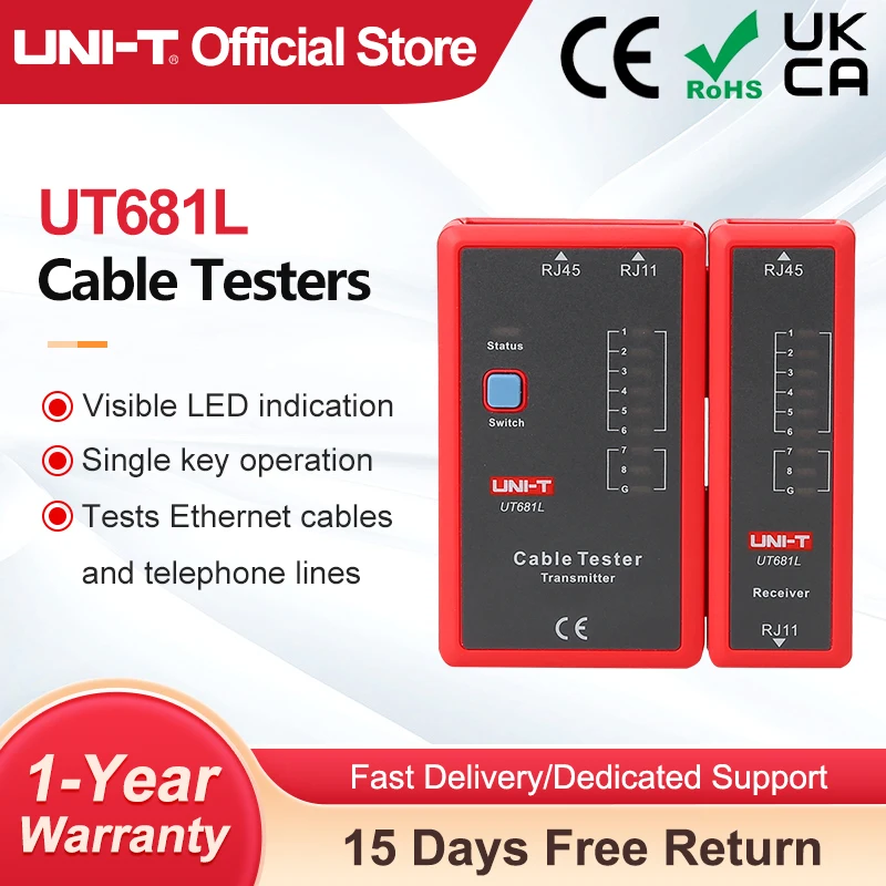 UNI-T UT681L Tester kabli Tracker LAN Auto Network LED Tester Ethernet Telefon BNC Narzędzie naprawcze