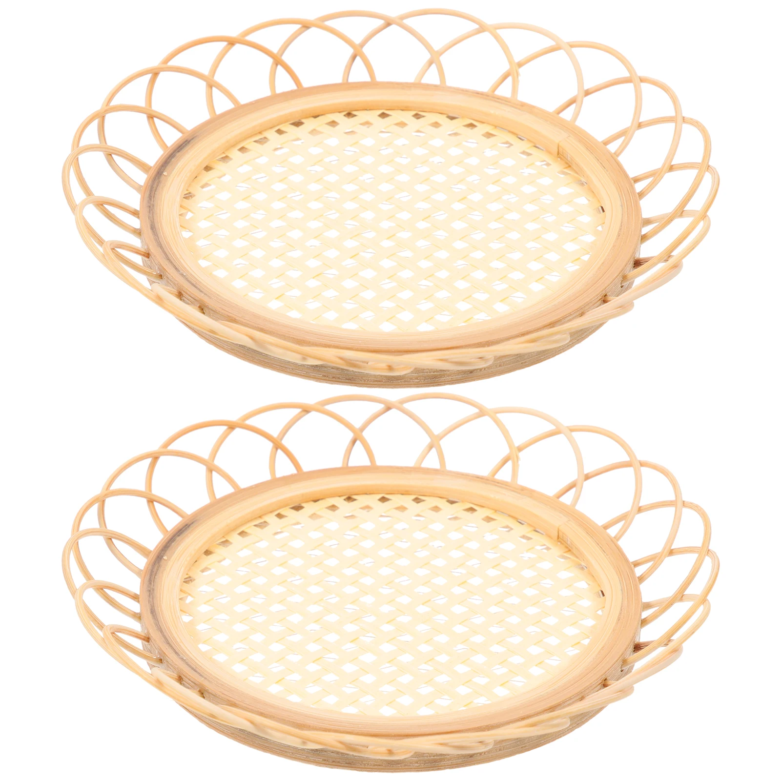 

2pcs Bamboo Coaster Set Non Skid Round Heat Insulation Pad Weaving Cup Mat Table Mug Saucer Decor