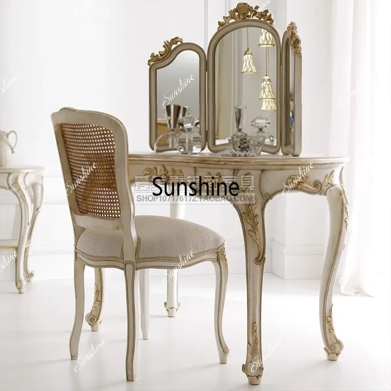 American carved vertical tri-fold mirror, bedroom dresser princess makeup mirrorTJ