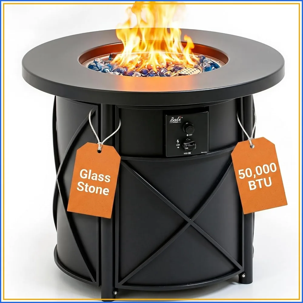 50000 BTU Propane Fire Pit for Outdoor Patio, Garden, Camping, Backyard, 1-Piece