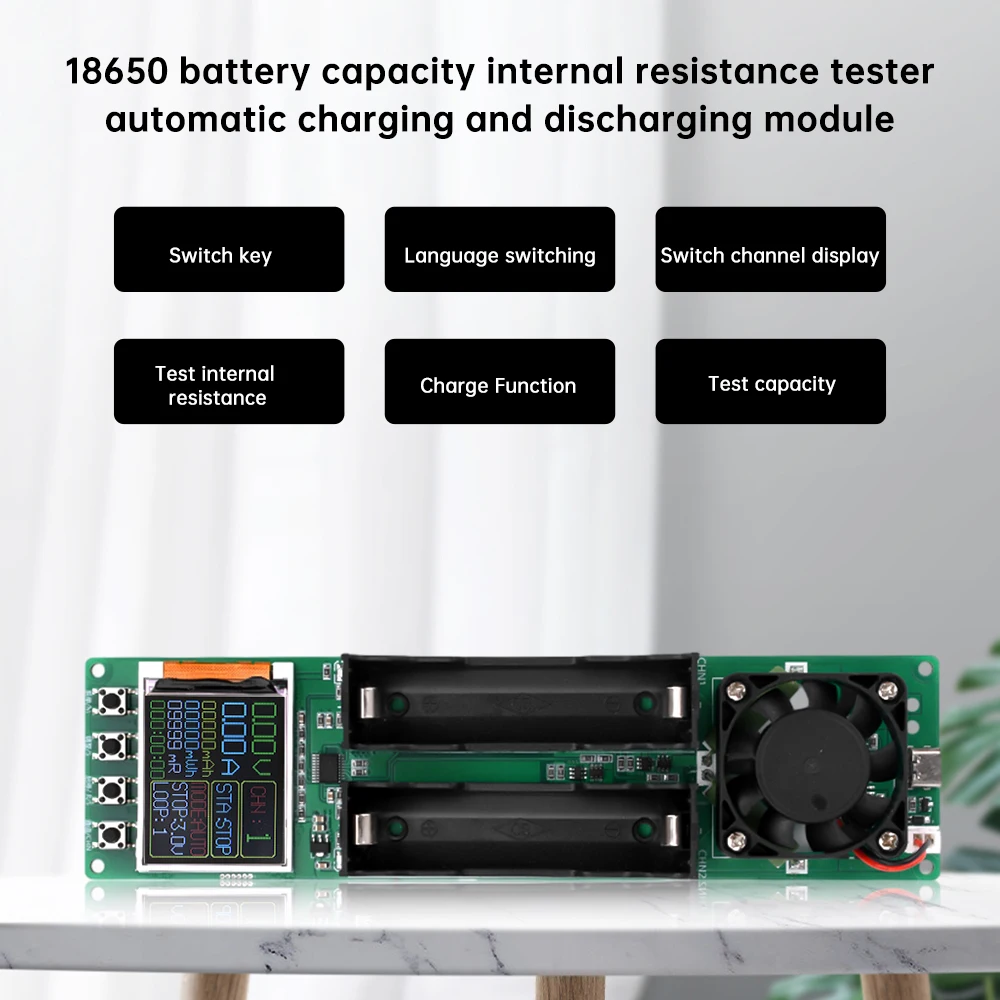 18650 Lithium Battery Capacity Tester Automatic Internal Resistance Tester Battery Power Detector Module Dual Type-C MAh MWh