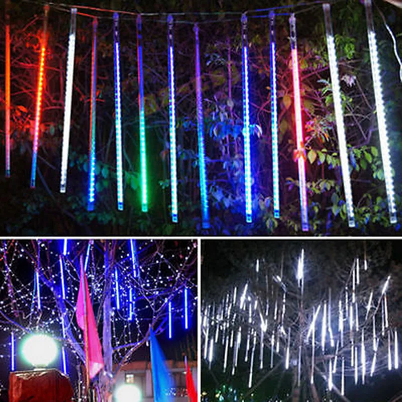 Outdoor LED Meteor Shower Lights Falling Rain Drop Fairy String Light Waterproof for Christmas Party Garden Holiday Decorations