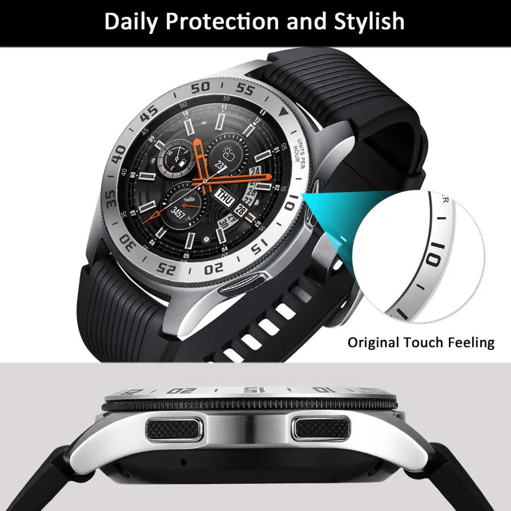 Metal Case Bezel for Samsung Galaxy Watch 46mm/42mm/ 45mm/41mm/GearS3 Frontier Smartwatch Cover Sport Adhesive Bumper Ring