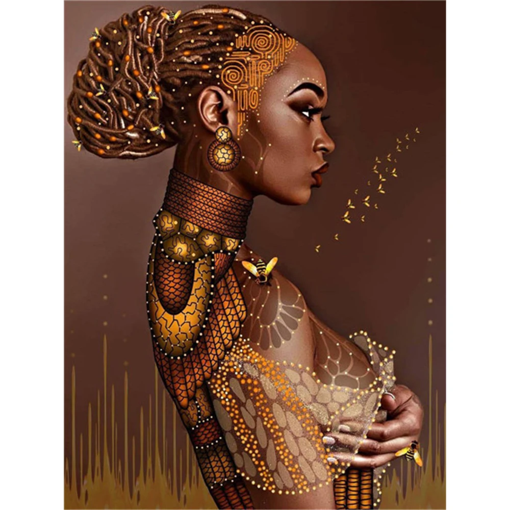 African Woman DIY Embroidery Cross Stitch 11CT Kits Needlework Craft Set Printed Canvas Cotton Thread Home   Dropshipping