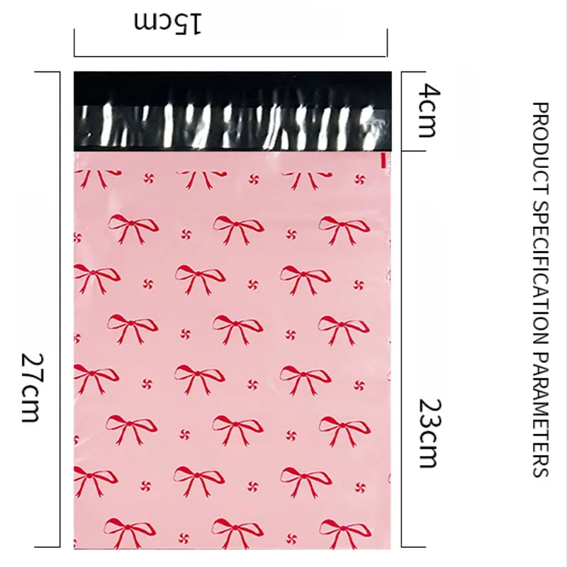 New Pink Express Bags Cute Bow Knot Delivery Bag Packing Shoe Envelopes PE Self Adhesive Courier Pouch Mailing Storage Bags