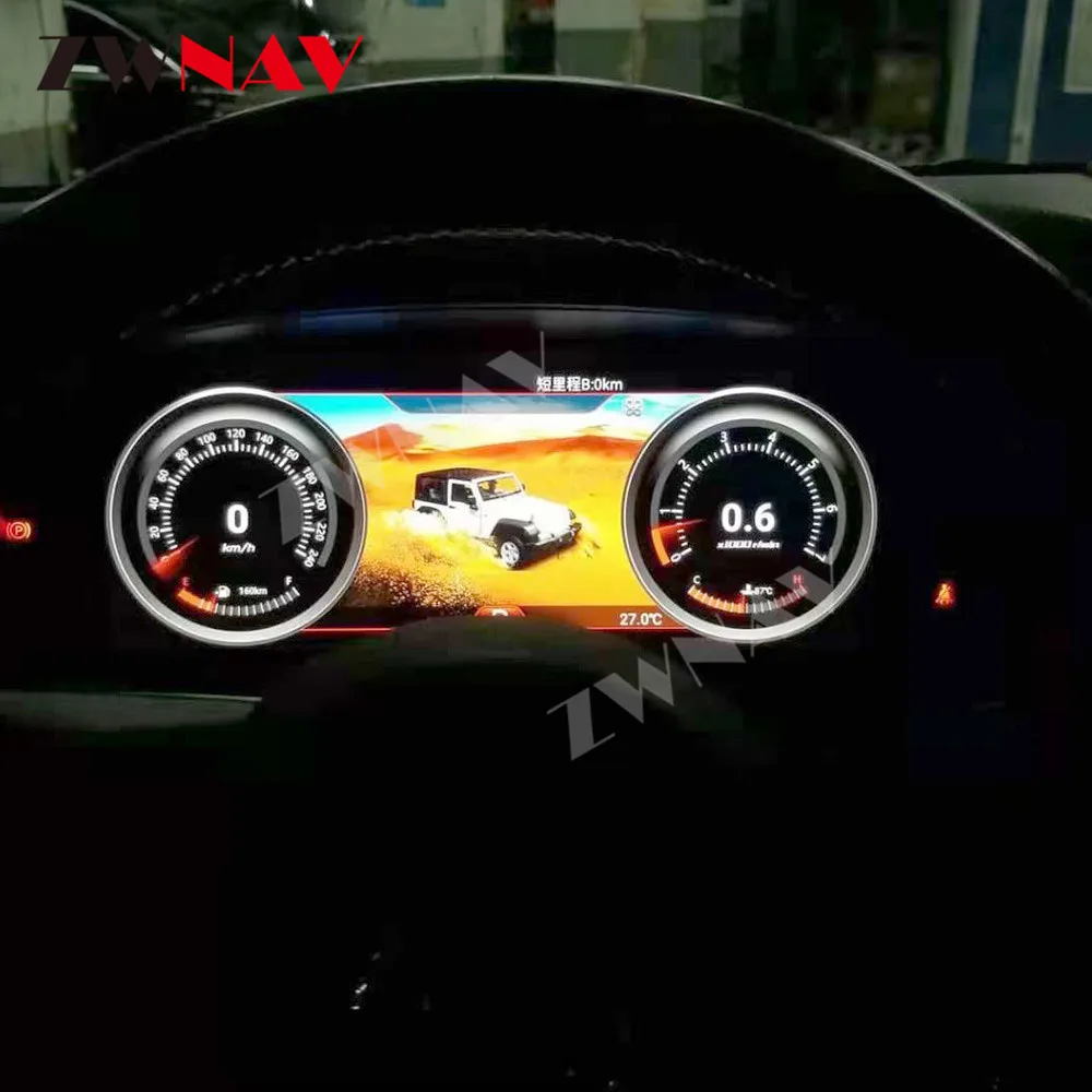 12.3 inch Digital Dashboard Cluster For Jeep Wrangler 2010-2017 Virtual LCD Instrument Panel Cockpit Speedometer Gauge Plug-play