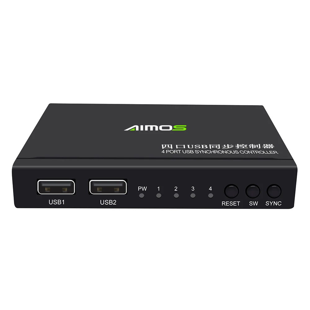 AIMOS 4 Ports USB Synchronizer USB Keyboard Mouse Synchronous Controller Aluminum Alloy KVM Switcher Wide Compatibility